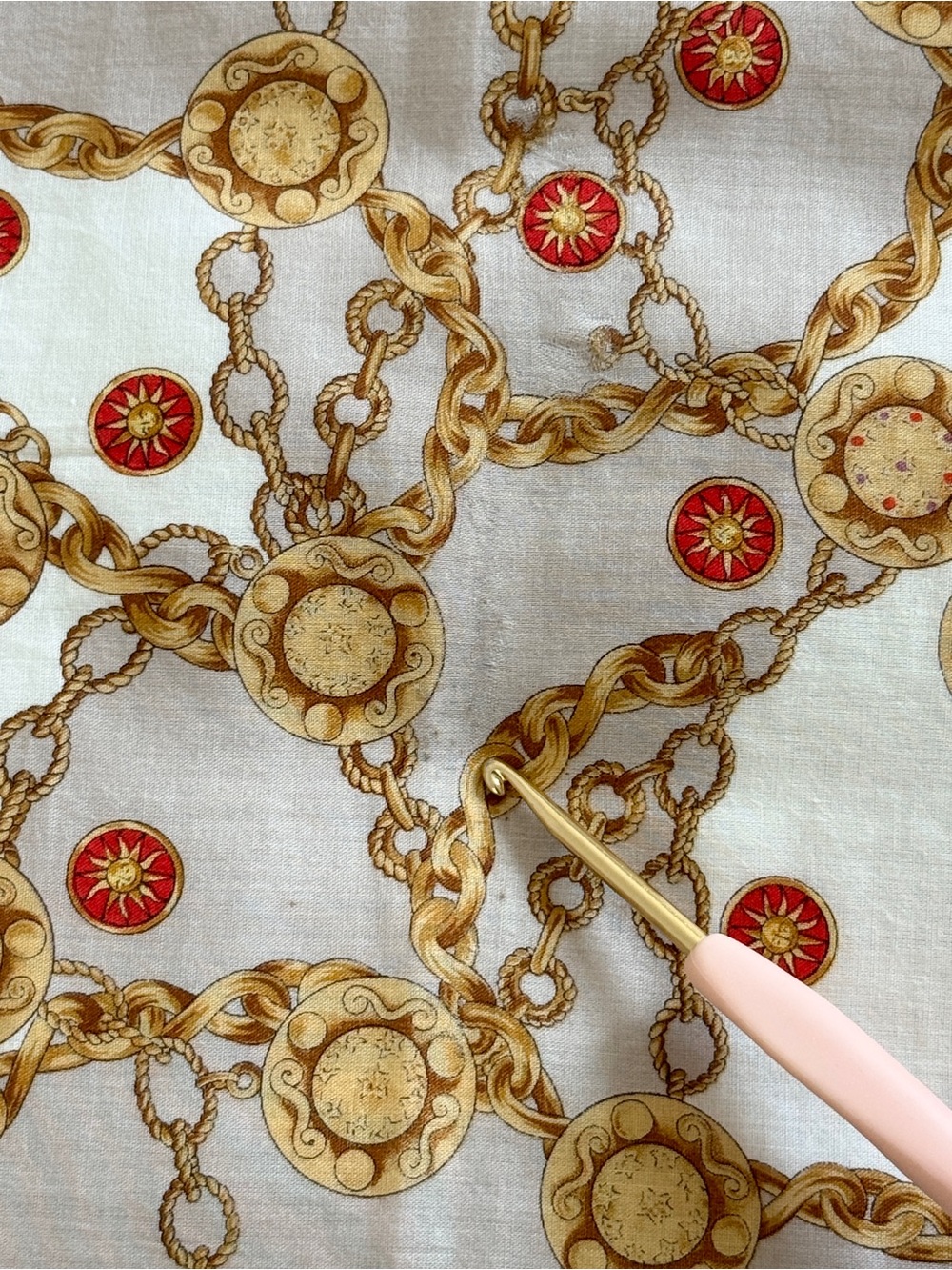 Vintage Celine Chain Medallion Print Cotton Bandana Scarf Made in Japan - Picture 8 of 12